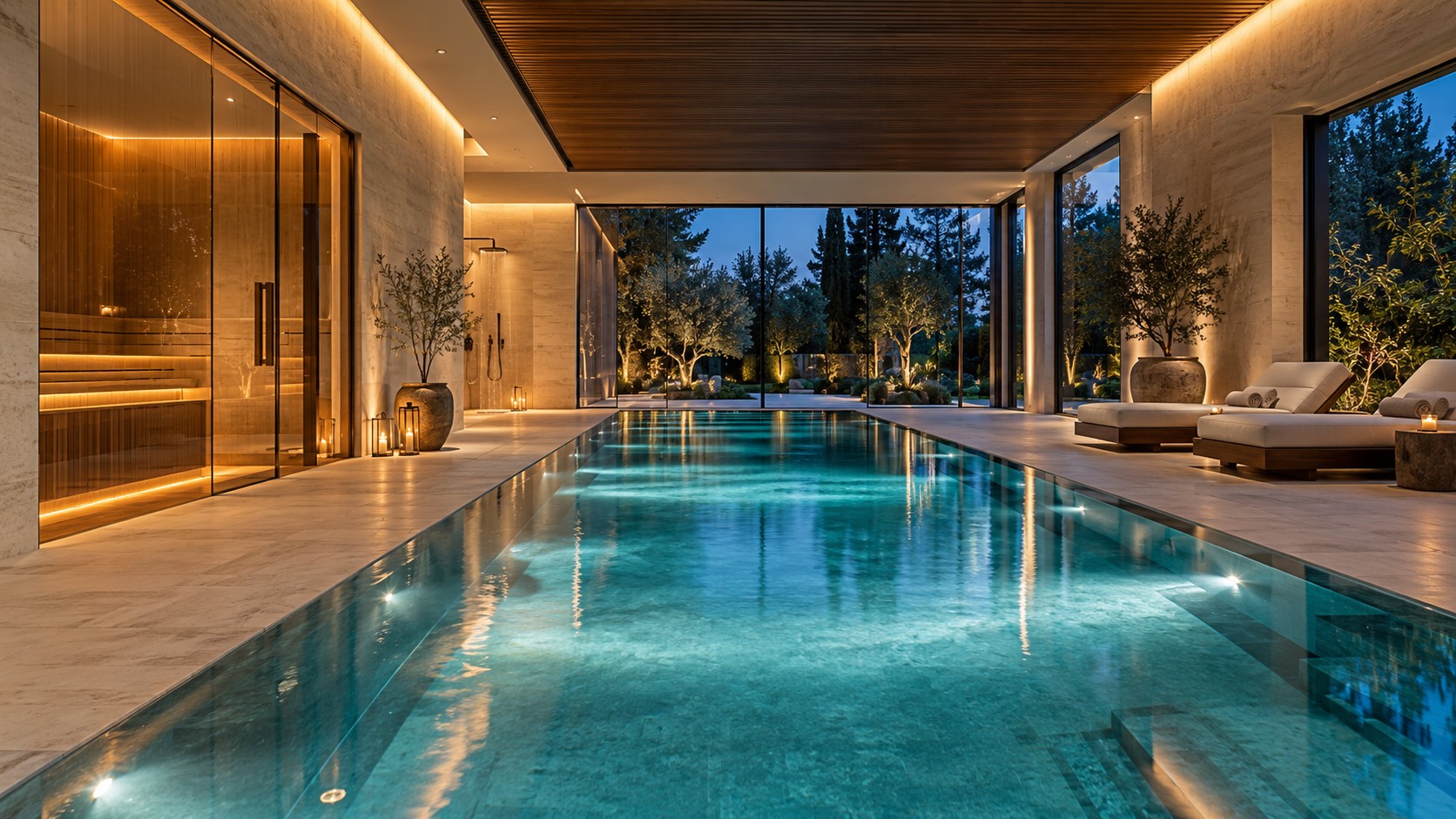 Wizualizacja: Prywatny basen, sauna i strefa wellness